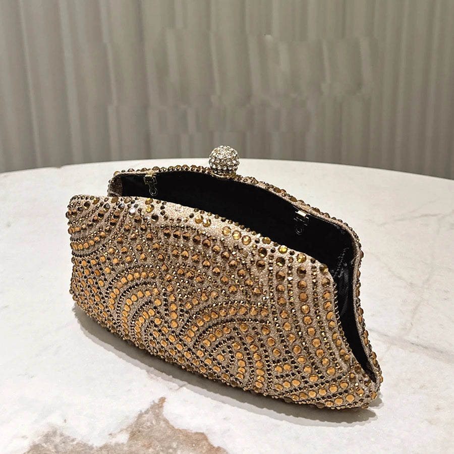 Wedding Party Clutch Purse Glitter Banquet Bag Crystal Shiny Diamond Evening Bag Women's Handbag Chains Shoulder Crossbody Bags