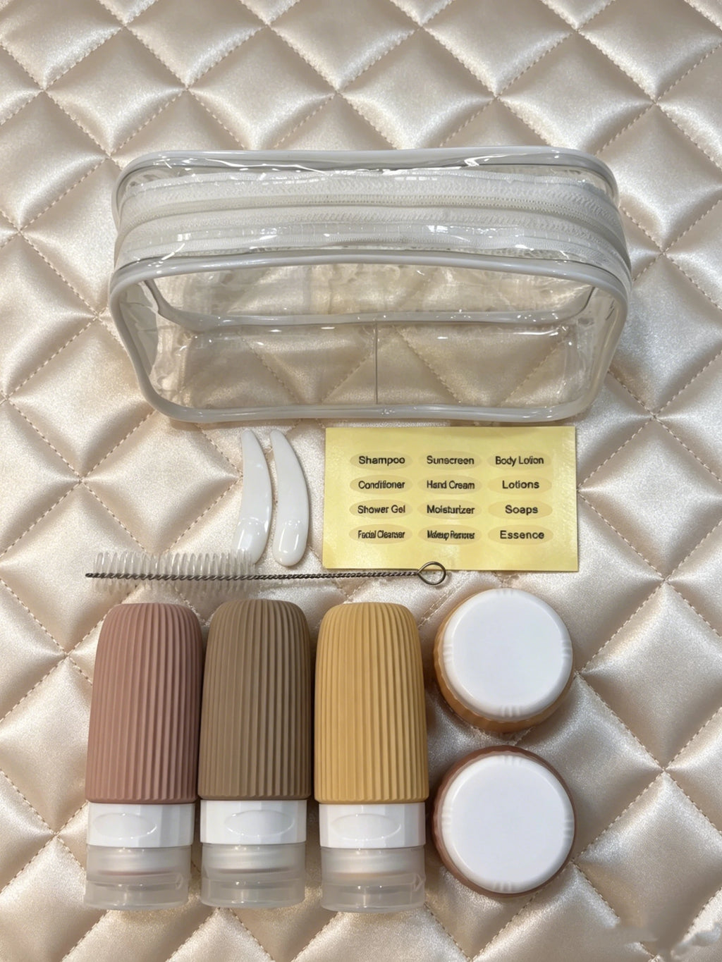 10-Pack Silicone Travel Bottles, 60ml & 30ml, Leak-Proof and Refillable Squeeze Containers, Suitable for Toiletries, Shampoo, Lotion — Travel Accessories with Transparent Toiletry Bag