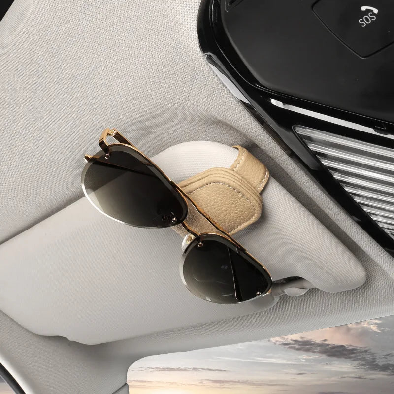 1Pcs Sunglasses Suitable for Car Holder Sunshades Magnetic Leather Sunglasses Clip and Ticket Clip Car Sunshade Accessories