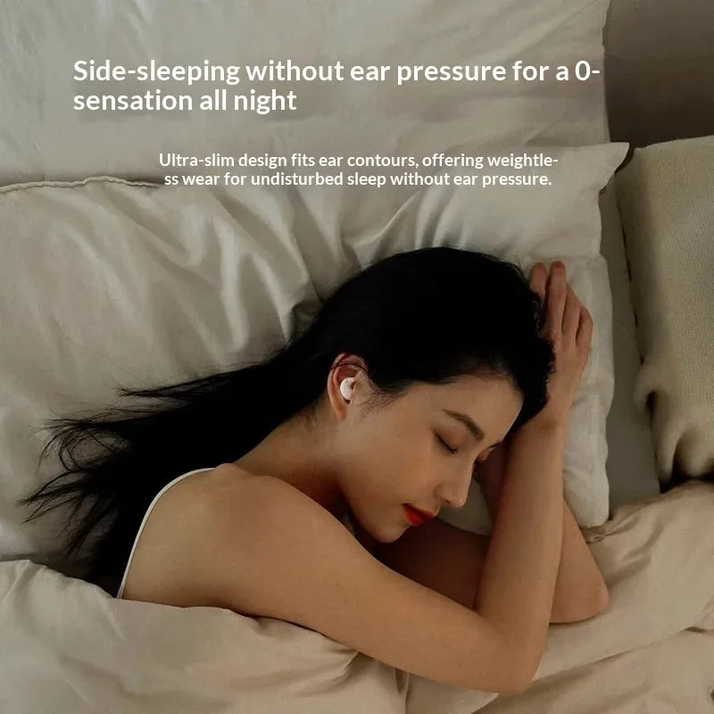 Ultra Thin Wireless Sleep Earbuds Zero Pressure Design for Side Sleepers All-Day Wearing Comfort Extended Playtime Battery