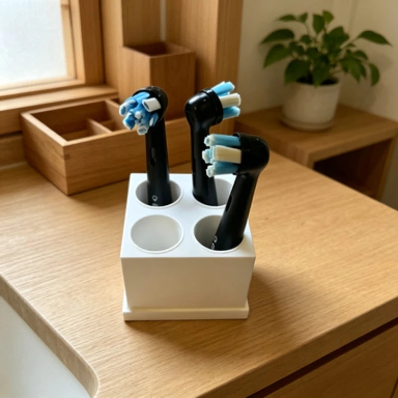 Dust Cover Toothbrush Head Storage Case 4 Compartments Drainage Tray  Dry Keep Bathroom Sink Tidy Fit Most Electric Brush Heads