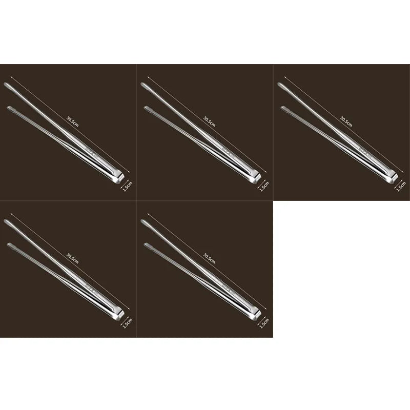 1/5pcs Stainless Steel Barbecue Clip Multifunction Food Tongs Clip Steak Tongs Lengthened Barbecue Clip Kitchen Barbecue Gadgets