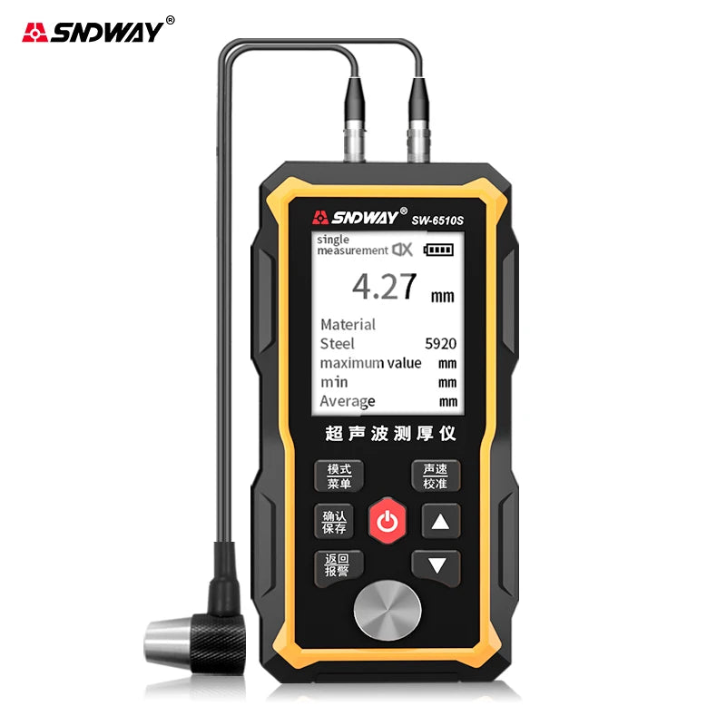 Ultrasonic Thickness Gauge Plastic Glass Ceramics Metal Steel Plate Stainless Steel Pipe Wall Thickness Tester SNDWAY SW-6510S