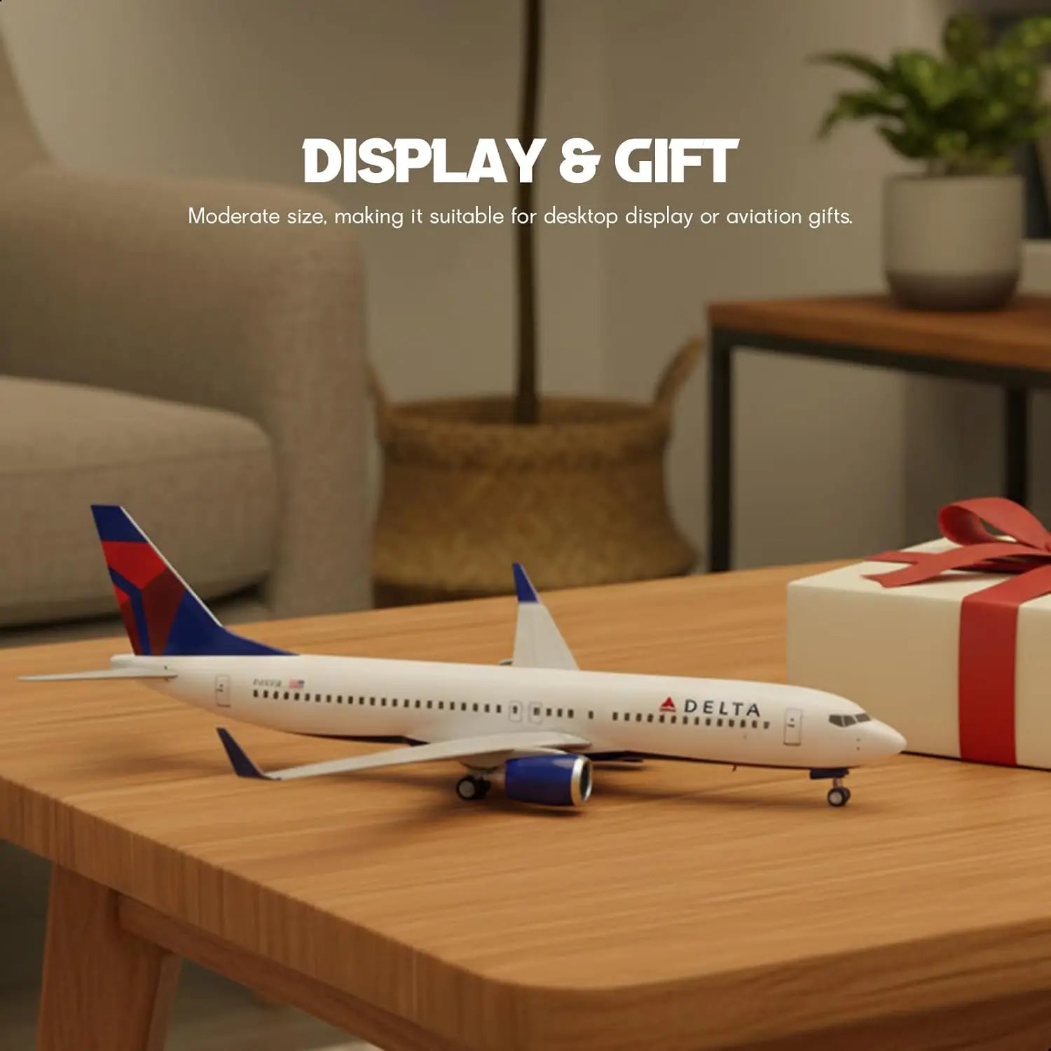 1/240 Scale collectible aircraft Delta B737 diecast resin Airplane Model Toy Kit with Stand Wheel for Aviation Gift or Decoratio