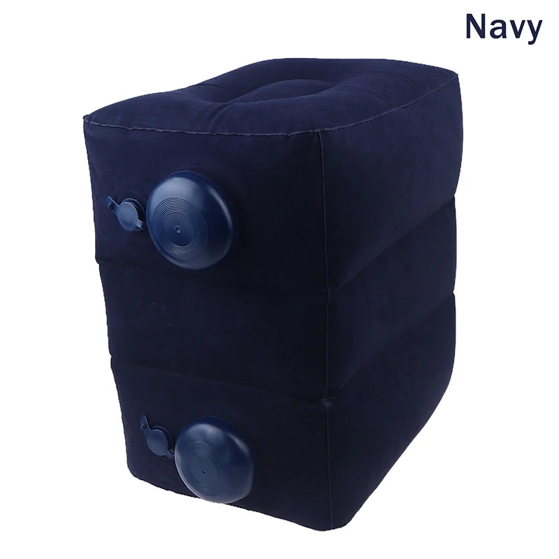 Inflatable Footrest Pillow PVC Flight Sleeping Footrest Rest Pillow 3 Layer Height Adjustable Car Bus Travel Foot Rest Pillow