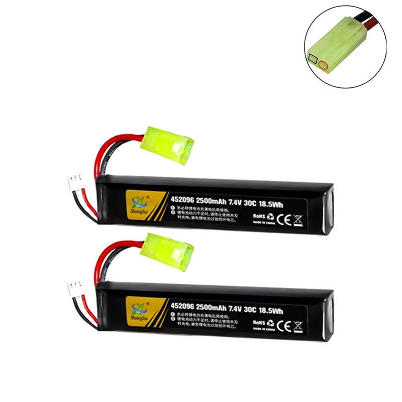 7.4V 2500mAh Lipo Battery Split Connection for Water Gun 2S 7.4V Battery for Mini Airsoft BB Air Pistol Electric Toys Guns Parts