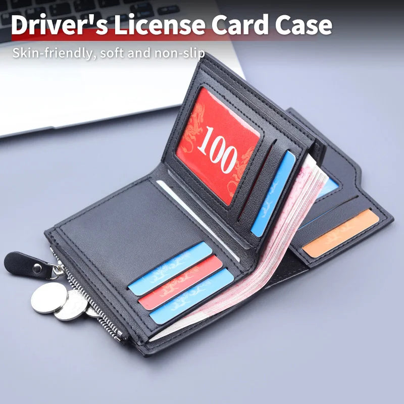 Car PU Leather Driver's License Card Holder Case Coin Pocket Wallet For Morris Garages MG 3 5 6 7 HS ZS GS Hector TF GT ZR RX5