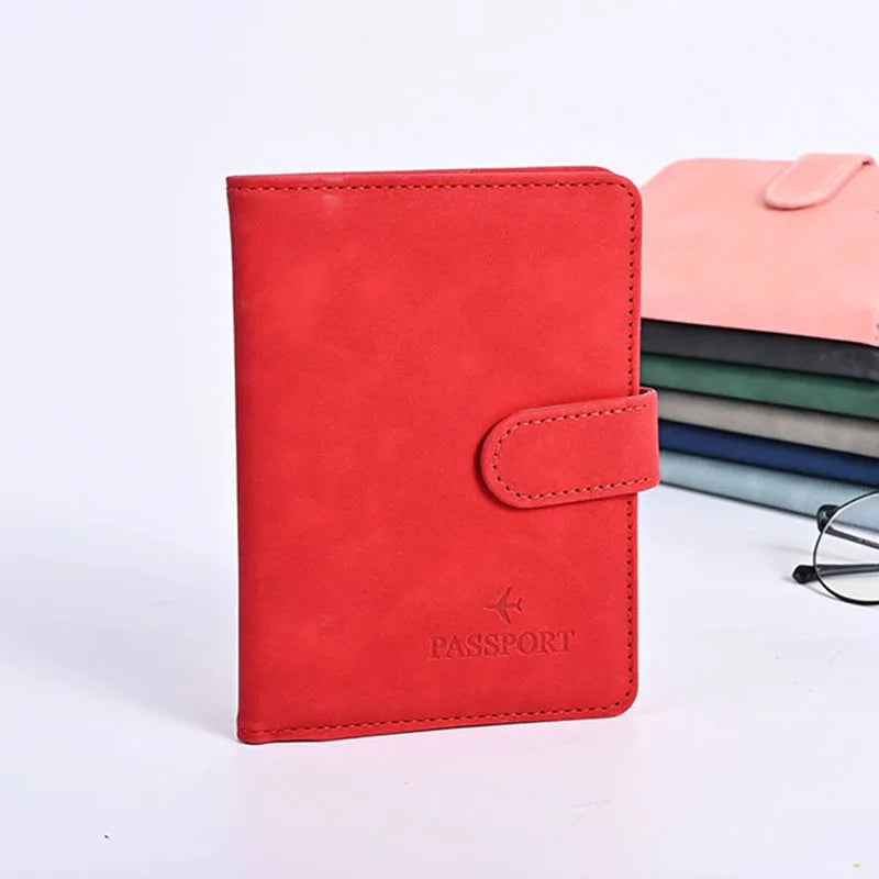 Leather Passport Holder Covers Case Waterproof Travel Credit Card Wallet Cute Passport Book for Women/Men Buckle Passport Cover