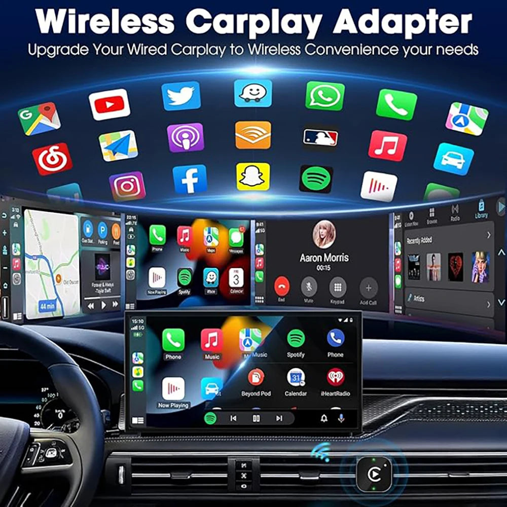 Wireless Carplay Adapter & Android Auto 2026 Upgrade Wired CarPlay to Wireless,2-in-1 Mini USB Design with Fast Stable Connectio