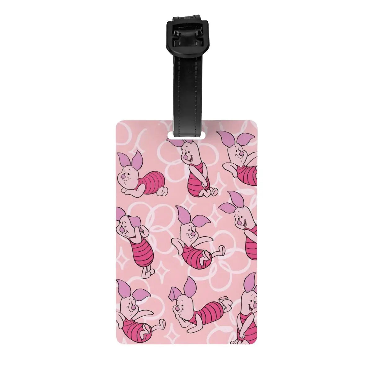 Custom Happy P-Piglets Anime Big Movie Luggage Tag With Name Card Privacy Cover ID Label for Travel Bag Suitcase