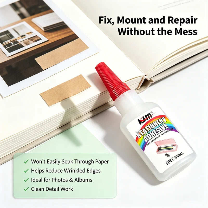 KJM 30ML Stationery Adhesive Glue, Non-Toxic Paper Glue for School Projects, Office Documents, DIY Crafts & Scrapbooking
