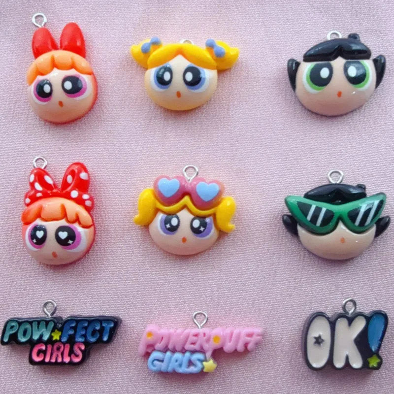 10pcs Cartoon Girl Resin DIY Jewelry Accessories Cartoon Cute Anime Hand Rope Necklace Pendant