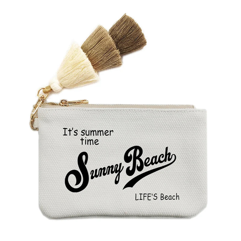 Customizable Letter Purse Leisure Personality Tassel Design Canvas Cotton Women's Clutch Office Gifts Beach Wallet iPhone Bag