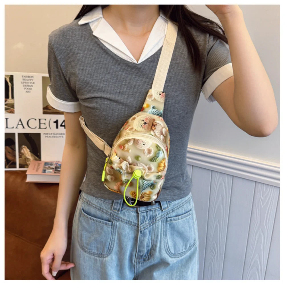 Children's Outdoor Storage Bag Cute Shoulder Crossbody Bag for Kindergarten Boys Girls Coin Purse Fashion Nylon Small Chest Bag