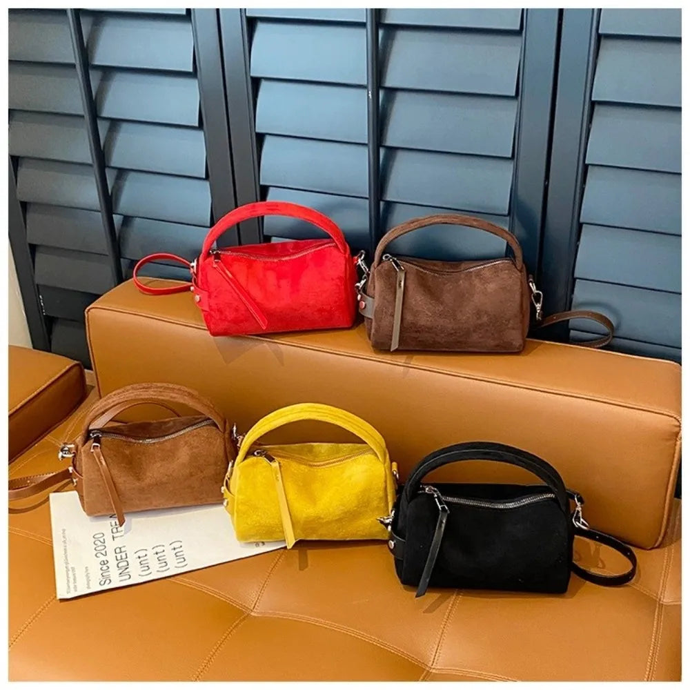 Luxury Mini Size Shoulder Bag Frosted Surface PU Leather Pillow Bag Matte Suede Women's Handbag Daily Use