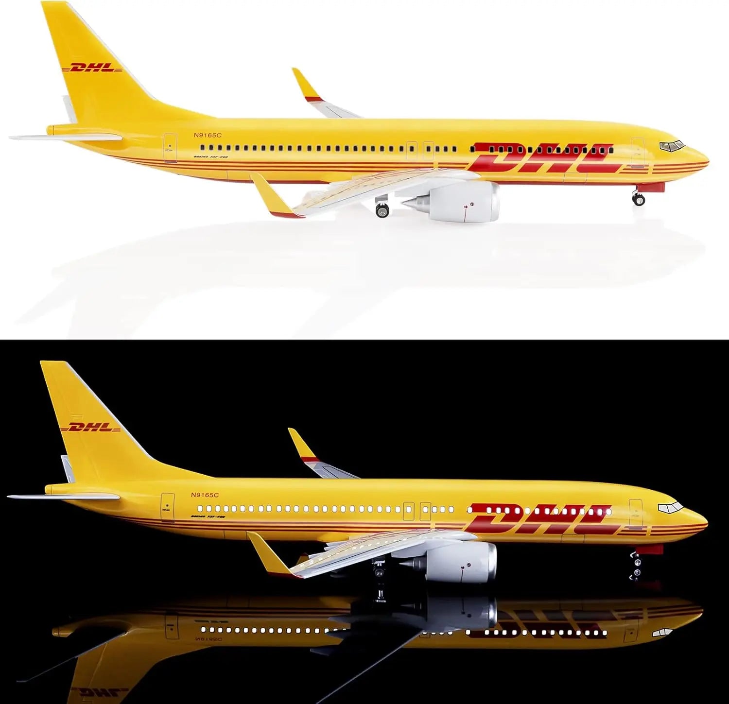 47cm Airplane Toy B747 DHL Airways Resin Diecast Aircraft Models 1/150 Scale With LED Light And Base Children Toy Hobby Souvenir