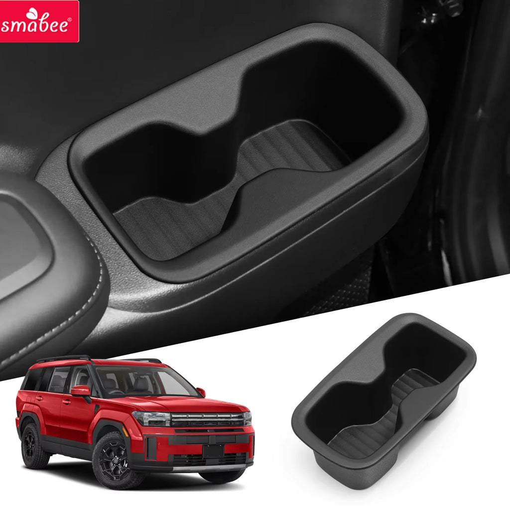 Smabee for Hyundai Santa Fe 6/7 Seats 2024-2026 (2 Row Only) Door Side Cup Holder Insert Shock-Absorbing Storage Tray 2pcs