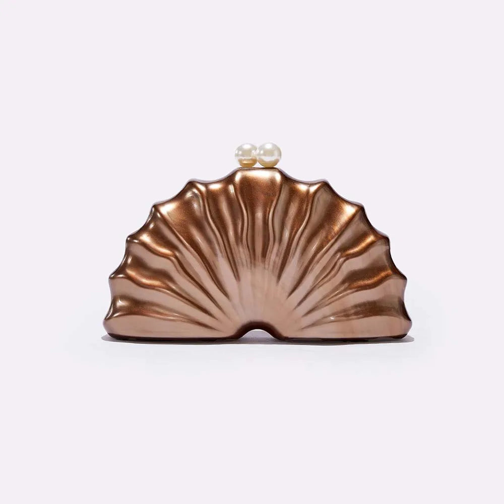 Acrylic shell shape clutch bag women designer evening party cute purse white pink champagne shell handbag chain shoulder bag sac