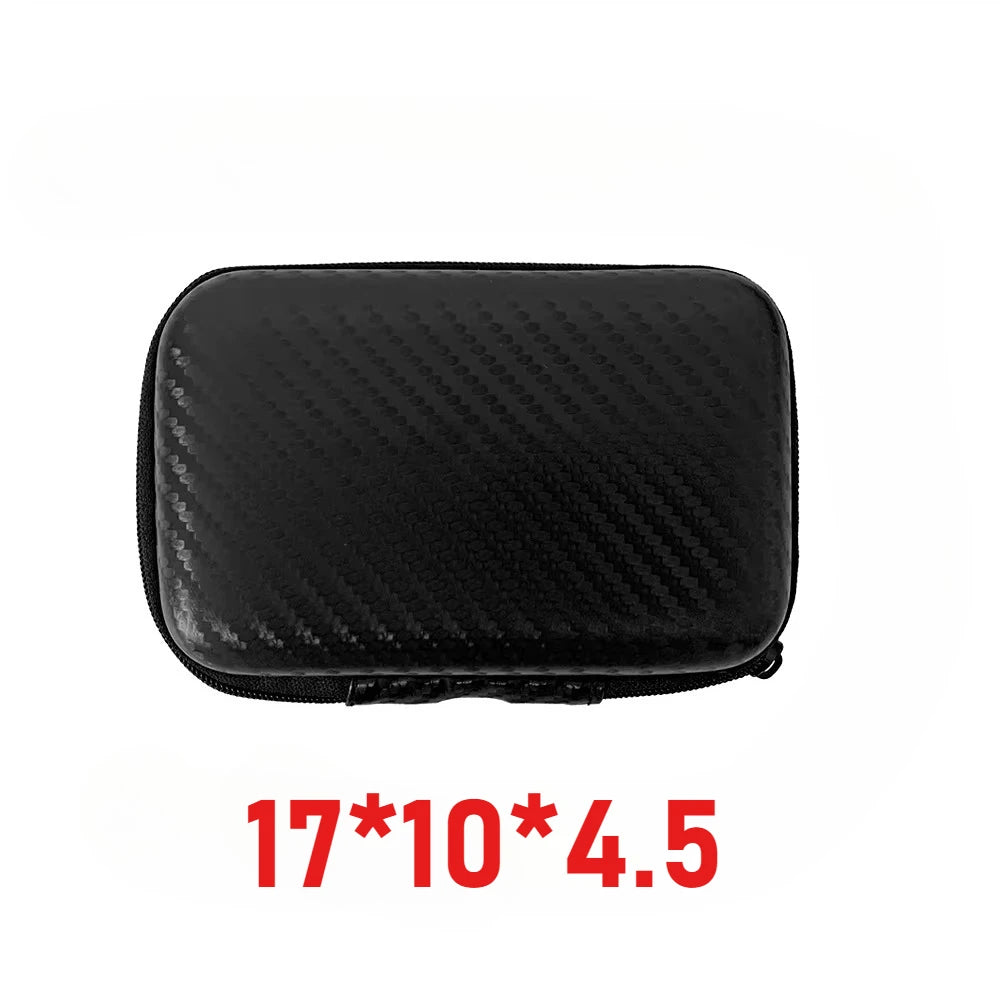 1pcs Car'S Repair Kit Money Box With Zipper Carbon Fiber Pattern Headset Terminal Disassembly Storage Bag Various Size Data Line