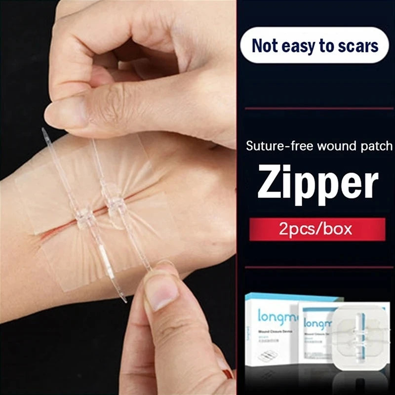 10 Pieces of Outdoor Camping Home Zipper Hemostatic Tape, Wound Closure Tape, Quick Suture Zipper Adhesive Tape, Easy to Carry