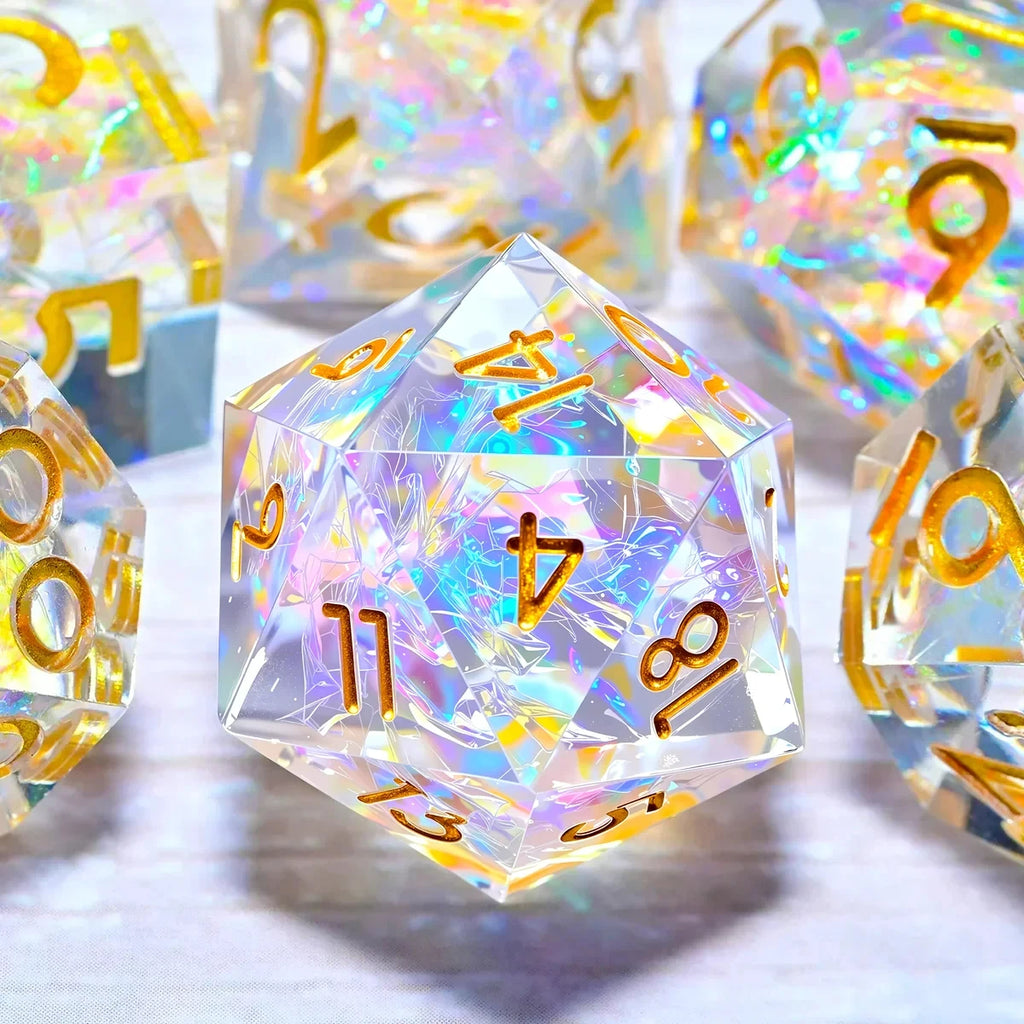 DND Resin Dice 7-Piece Set for Dungeons and Dragons DND 5e RPG Gift, Board Game Tabletop Role Playing Dice Game, Birthday Gift,
