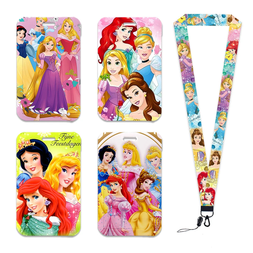 Disney Princess New Arrival Card Holder Student Keychain Girl Bus Metro Protective Case School Card Cover Kid Personalized Gifts