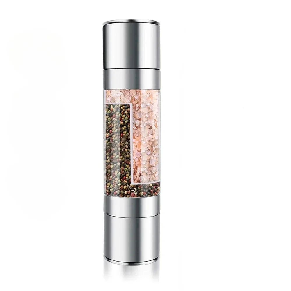 Stainless Steel Salt and Pepper Grinder 2 in 1 Adjustable Coarseness  Spice Mill  for Kitchen Outdoor Barbecue Kitchen Utensils