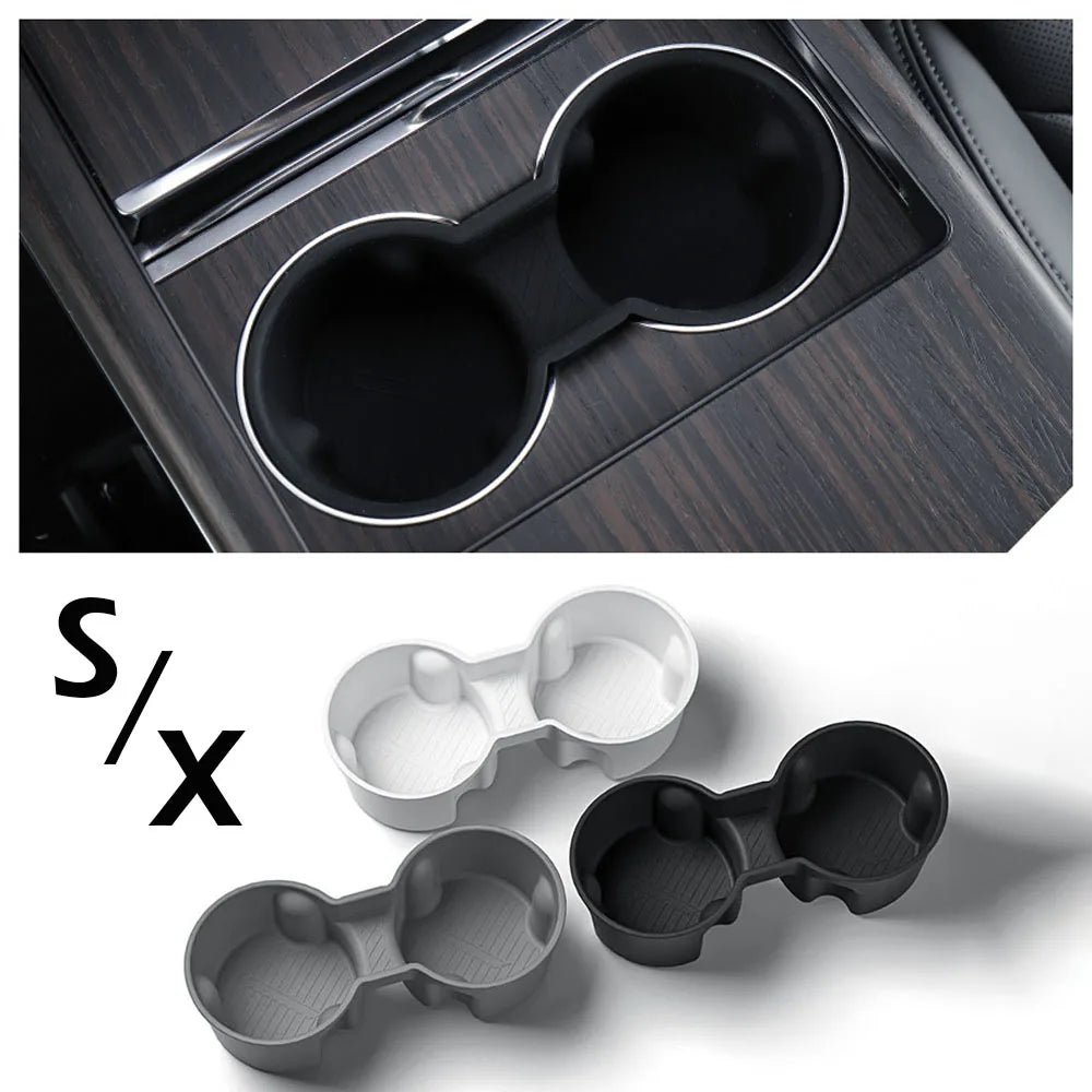 Water Cup Holder For Tesla Model X 2023 - 2026 Model S Central Control Drinks Holder Rear Seat Water Cup Cover Accessories