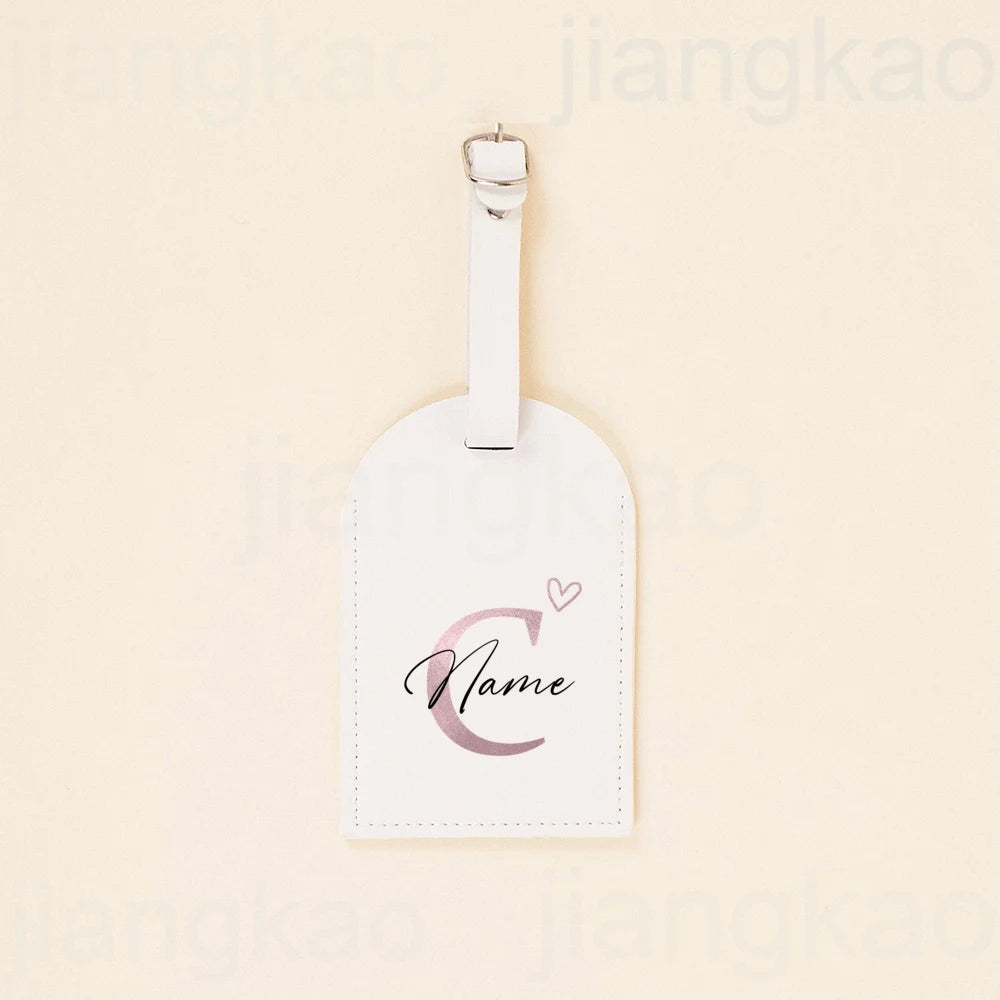 Personalized PU Luggage Tag Heart Letter with Name Suitcase Label Baggage Tags Travel Accessorie Wedding Birthday Gift for Her