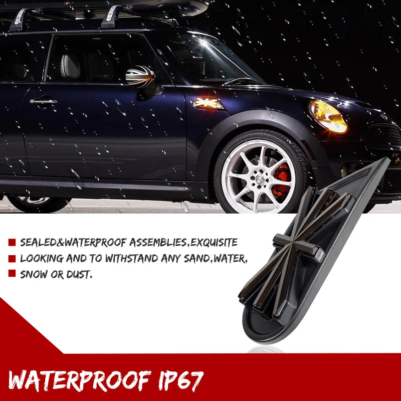 Sequential Amber LED Union Jack Style Front Side Marker Turn Signal Lights For MINI Cooper R55 R56 R57 R58 R59 Fender Flare Lamp