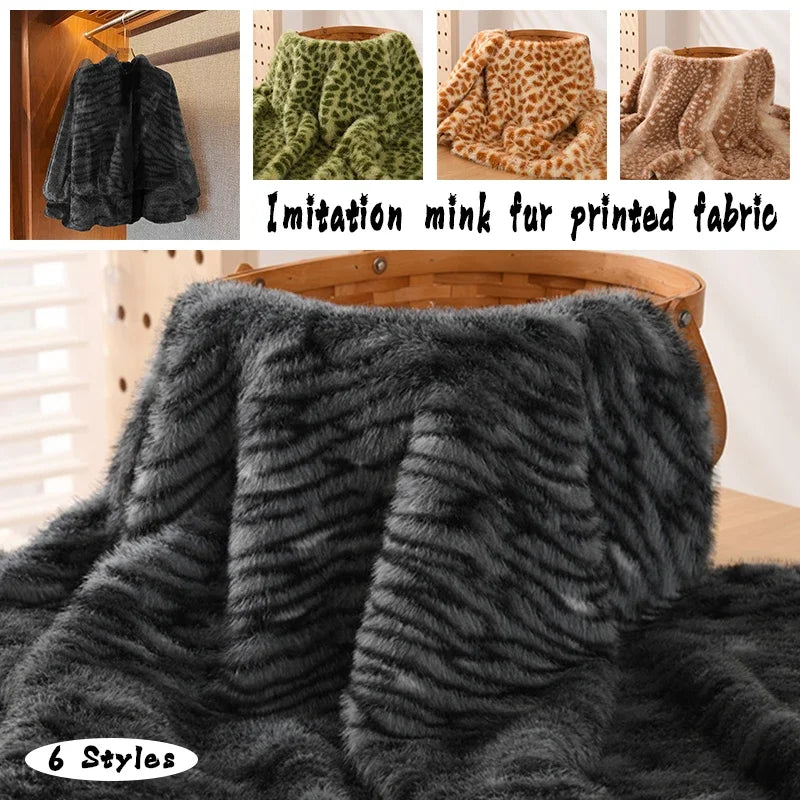 Eco-Friendly Faux Mink Fur Fabric 50x160cm Deer Zebra Leopard Animal Print DIY Craft Material for Clothing Bags Dolls