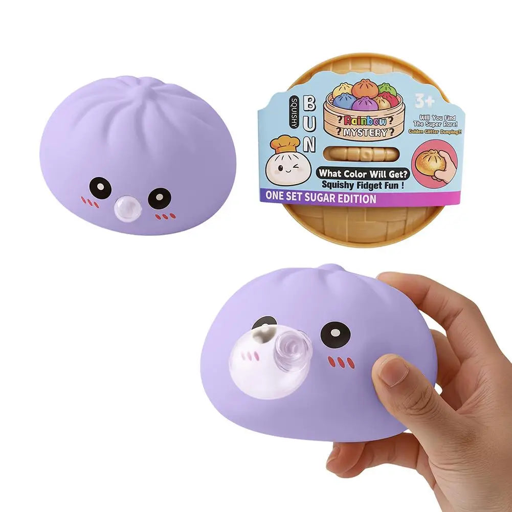 Glitter Dumpling Squishes Stress Balls 2026 Viral Fidget Toy Colorful Simulation Steamed Bun Decompression Toy for Anxiety