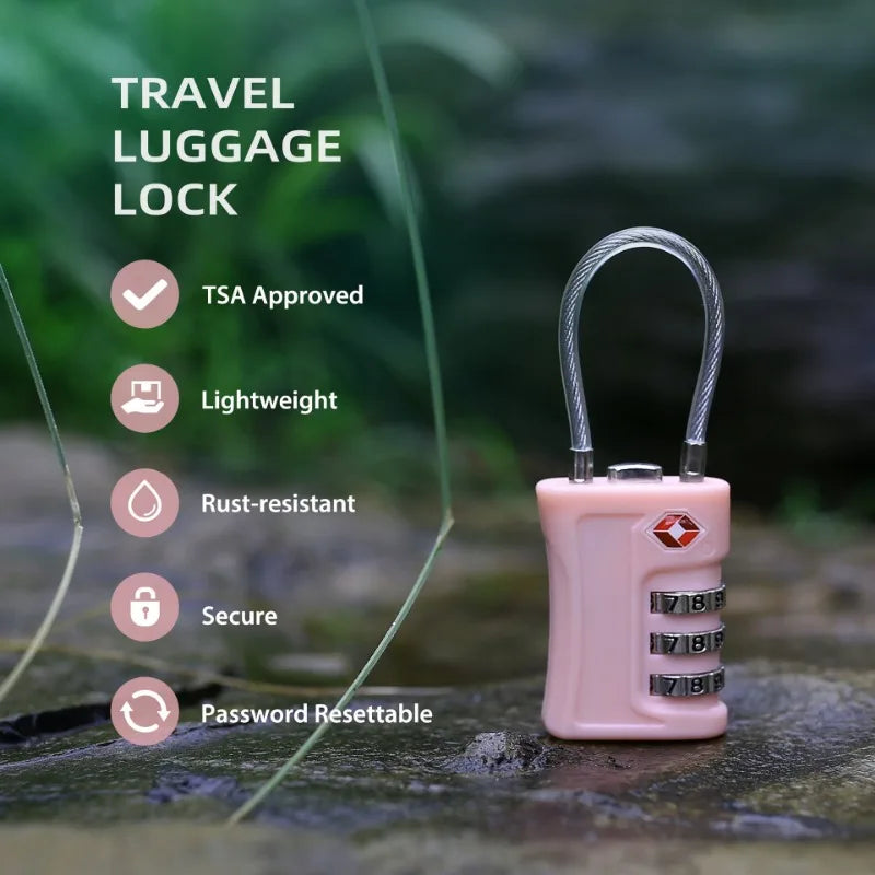 TSA Approved 3 Digit Travel Combination Lock, Changeable Password Zinc Alloy Luggage Suitcase Security Padlock