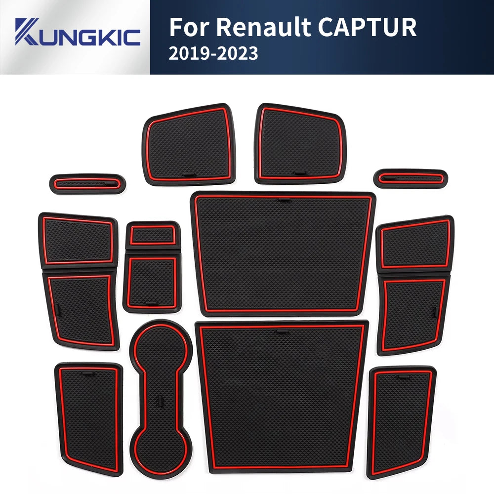 For Renault Captur 2 2019 2020 2021 2022 2023 Anti-Slip Gate Slot Cup Mat Non-Slip Door Groove Pad Interior Accessories Coaster