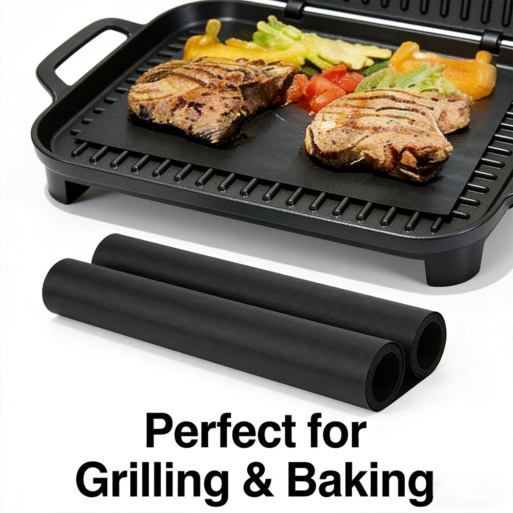 New Oven Liners Reusable Non-stick Anti Dirt Protection Pad Heat Resistant BBQ Grill Mat for Barbecue Cooking Baking Accessories