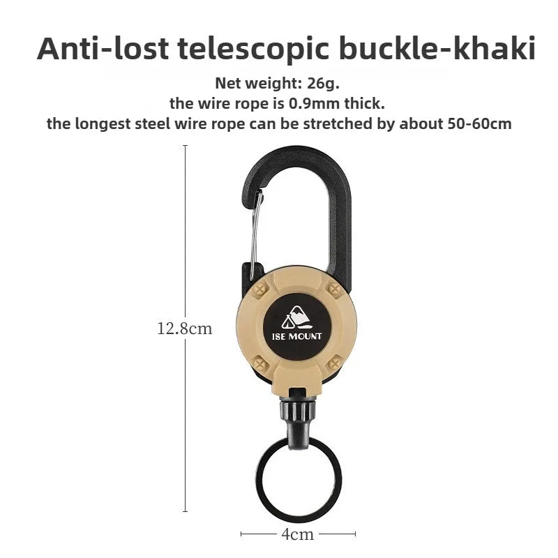 ISE MOUNT Outdoor tactical buckle Telescopic buckle Wire rope Multifunctional keychain Camping High rebound Anti-lost rope