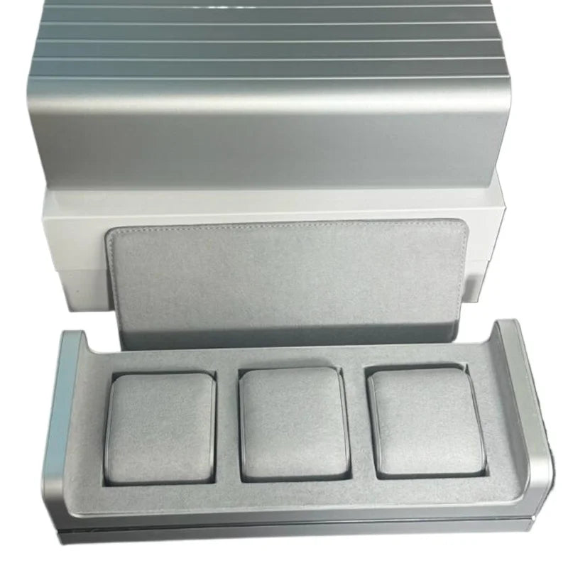 Metallic Aluminum Watch Case Three Watch Position Storage Box Jewelry Box