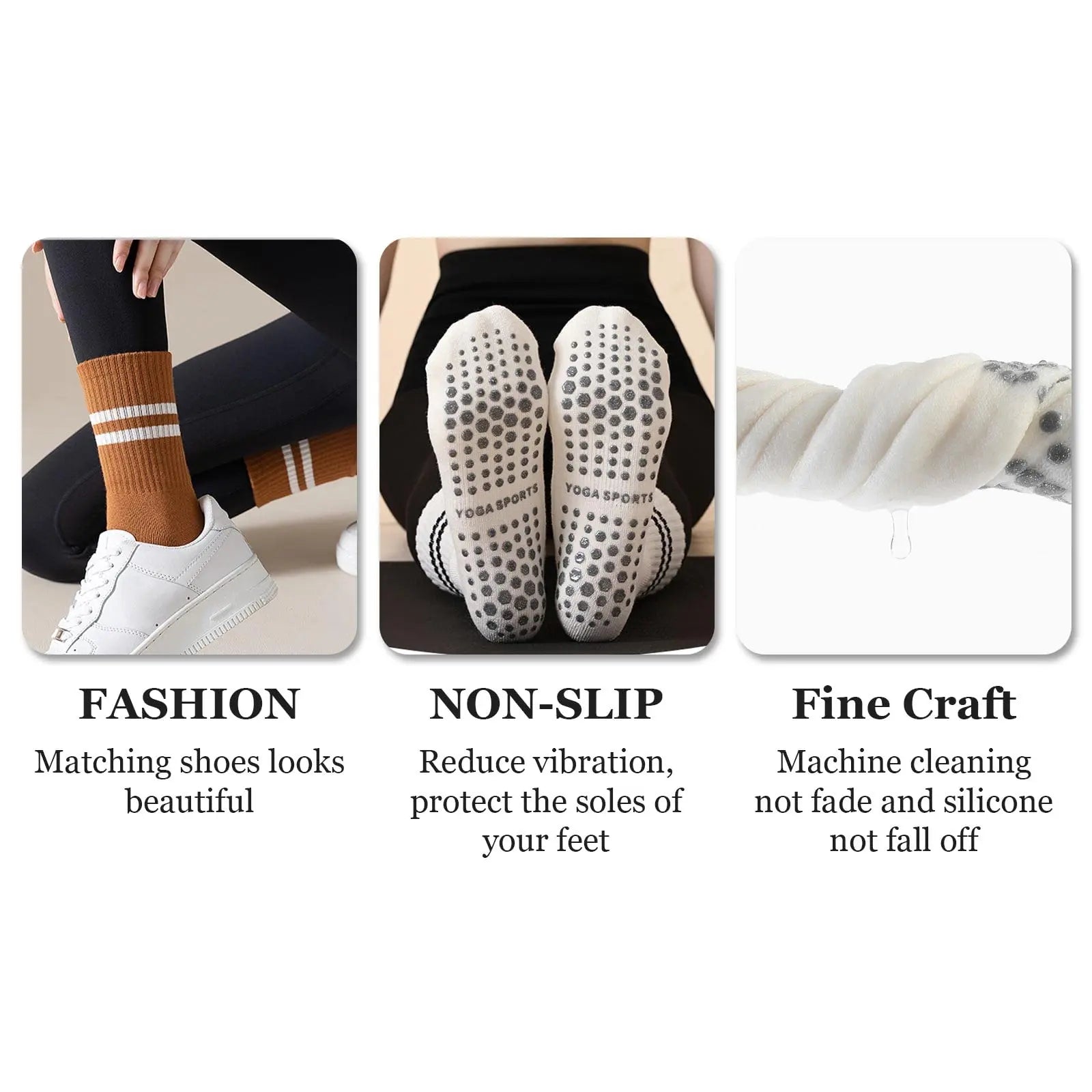 4pairs   Cross-Border Professional Yoga Socks,  Cotton Strapping Silicone Anti-Slip Pilates Fitness Dance Floor Socks