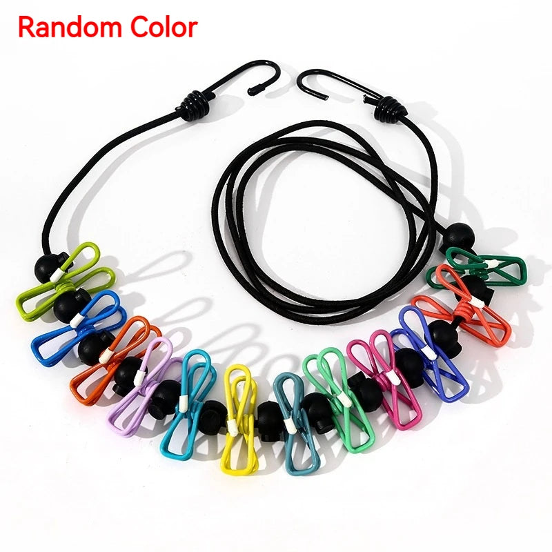 Portable Travel Clothesline Adjustable Camping Laundry Line Indoor Outdoor Hotel Drying Hanging Rope That Tightens with a Pull