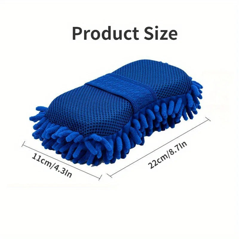 1/2pcsMicrofiber Car Cleaning Sponge  Tool for Auto, Home, and Motorcycle - Gentle on Surfaces, Removes Dirt and Grime with Ease