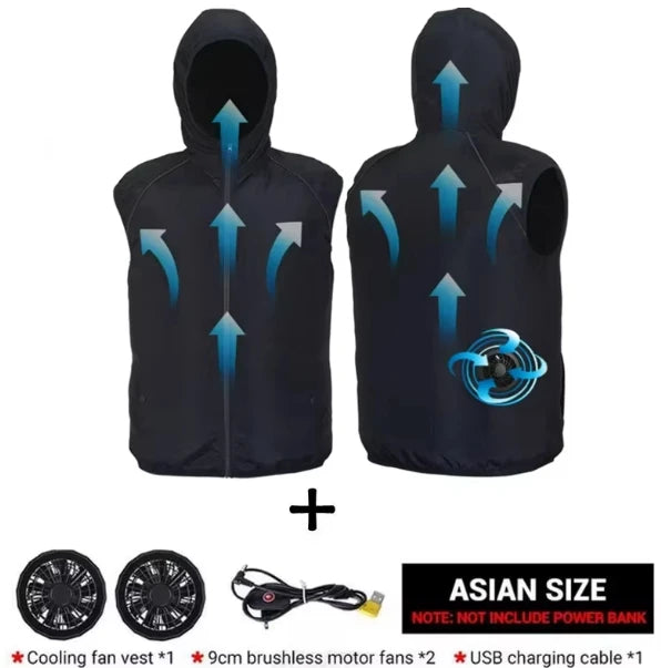 Fan Vest Electric Cool Vest Cooling Fan Vest Air-conditioned Clothes Hiking Cooling High Temperature Work Fishing Vest