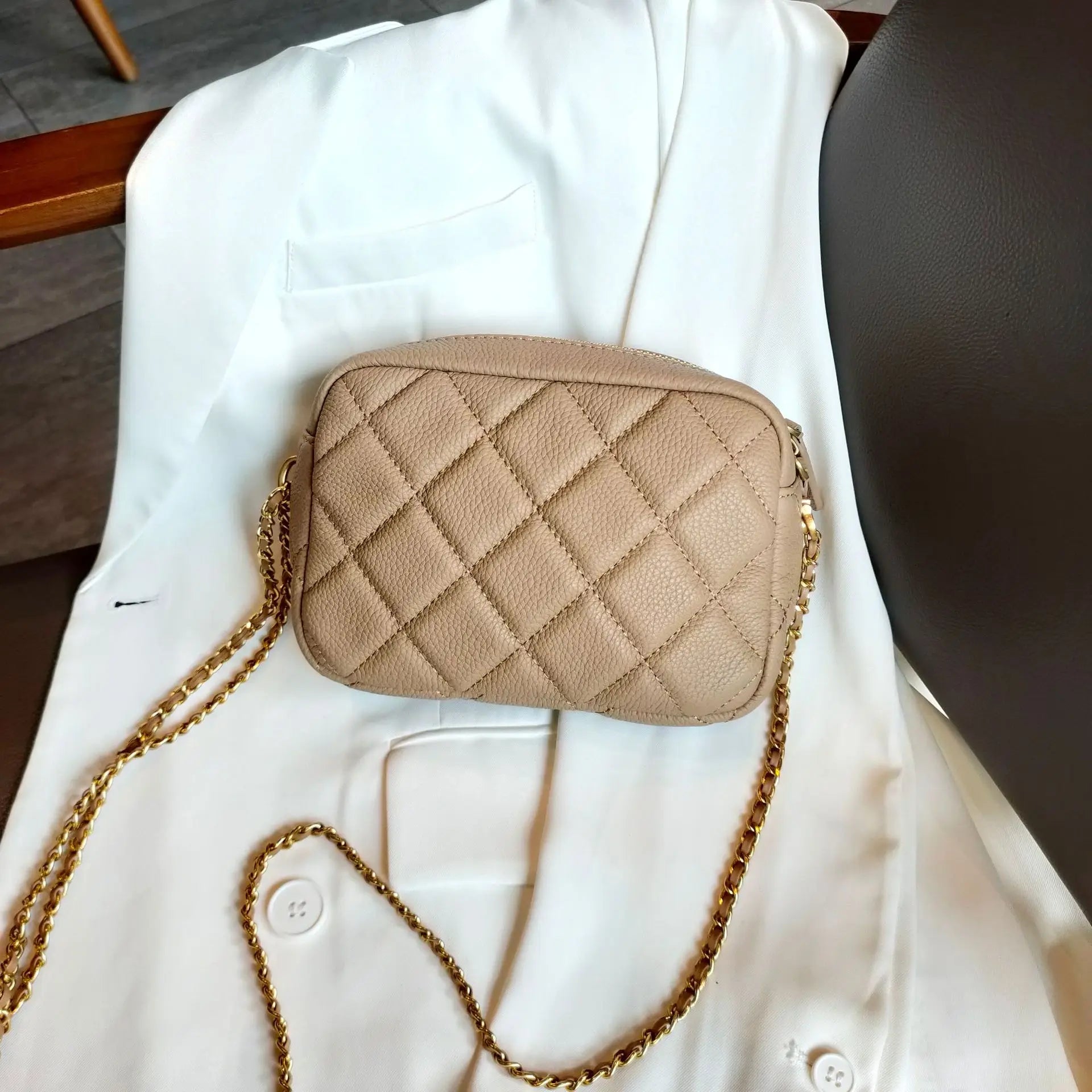 Genuine Grade Leather Women's Fashion Chain Bag Luxury Designer Brand Cowhide Ladies Shoulder Cross Bag Female Samll Square Bag