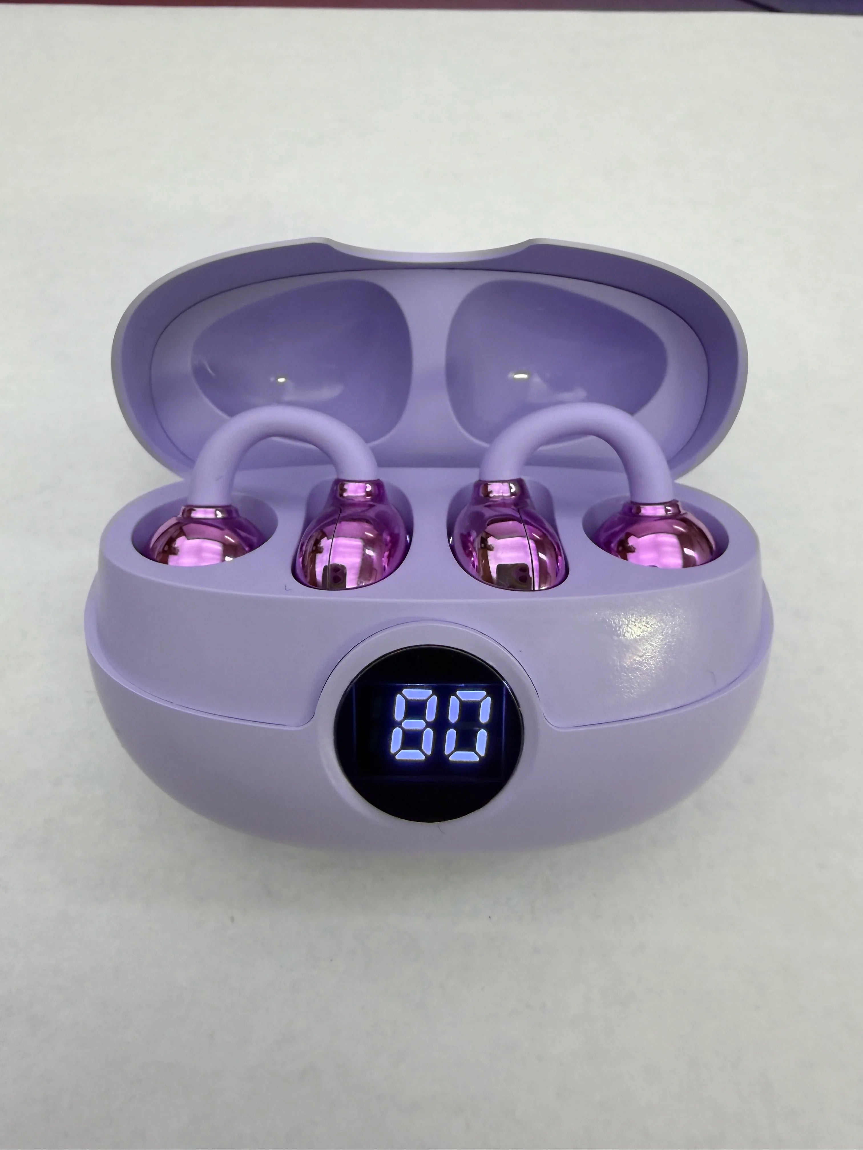 Wireless Open Earbuds with OWS Clip-On Design, Pure Stereo Sound, Call Noise Reduction, Rechargeable Battery, USB Charging