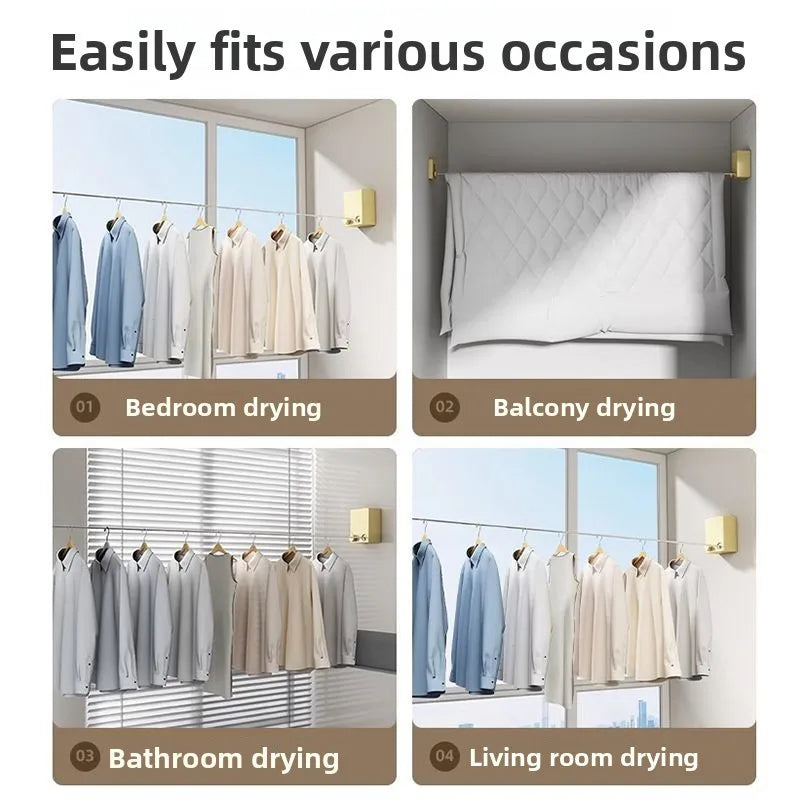 Invisible Retractable Clothesline Balcony Indoor Steel Wire Line No Drilling Needed Clothes Drng Tool Travel Portable Equip...