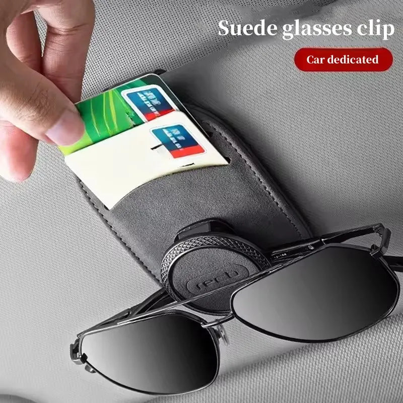 Car Eyeglass Storage Clip Universal Multi-functional Suede Leather Sun Visor Sunglasses Card Notes Storage Clip Car Accessories