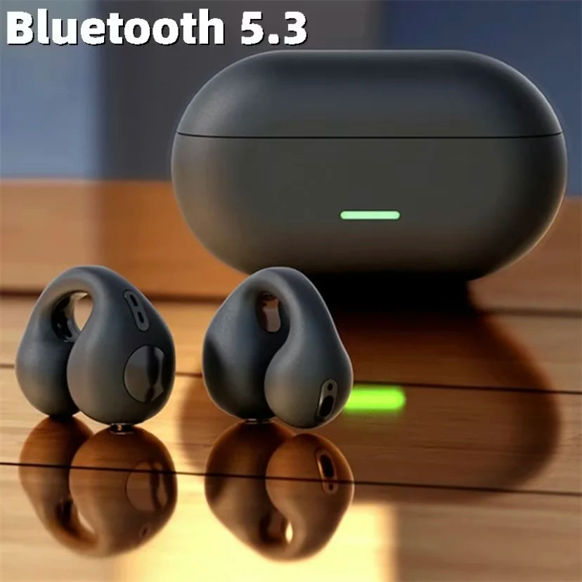 2026 Year of the Horse Gift Ear Clip Bluetooth 5.3 Headphones Open Ear Sports Long Battery HD Call Earbuds
