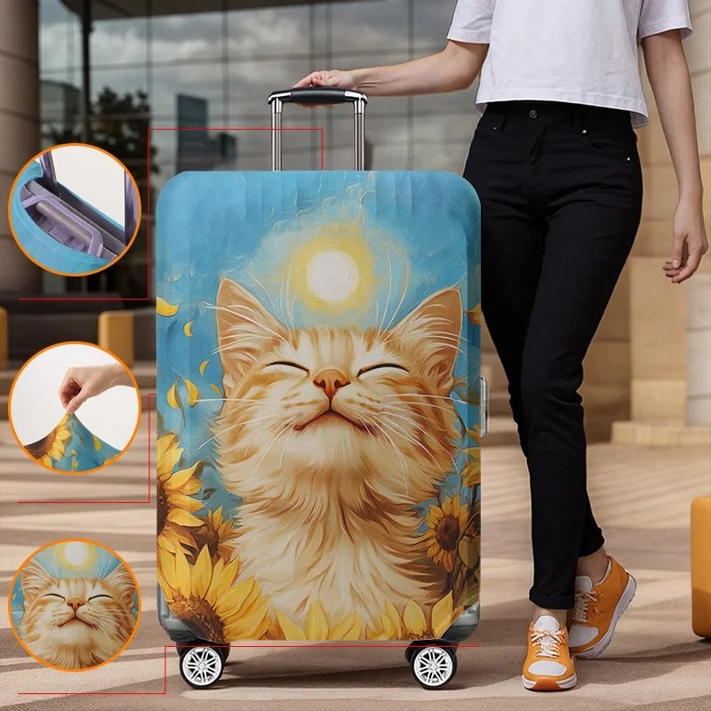 Cat pattern luggage protection cover, suitable for 18-32 inch luggage covers, luggage handle gloves, travel accessories
