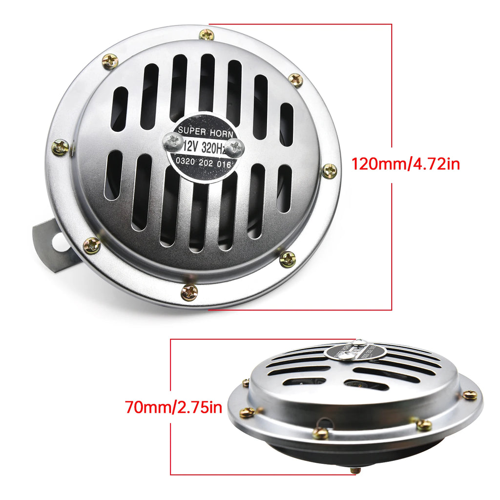2PCS Universal Waterproof 12V Hi Low Tone Motorcycle Car Electric Super Horn Electric Disc Speaker Car Reversing Horn