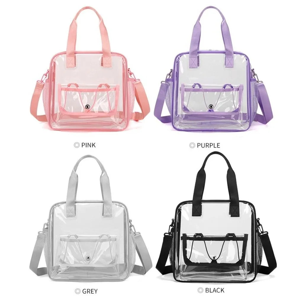 Large Capacity Transparent Crossbody Bag Waterproof Lightweight Washing Storage Bag Single Shoulder Sports Tote Bag