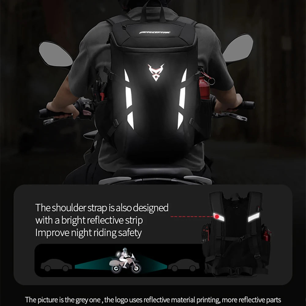 MOTOCENTRIC 28L Motorcycle Backpack Waterproof Outdoor Sports Riding Helmet Locomotive Backpack Business Travel Laptop Bag